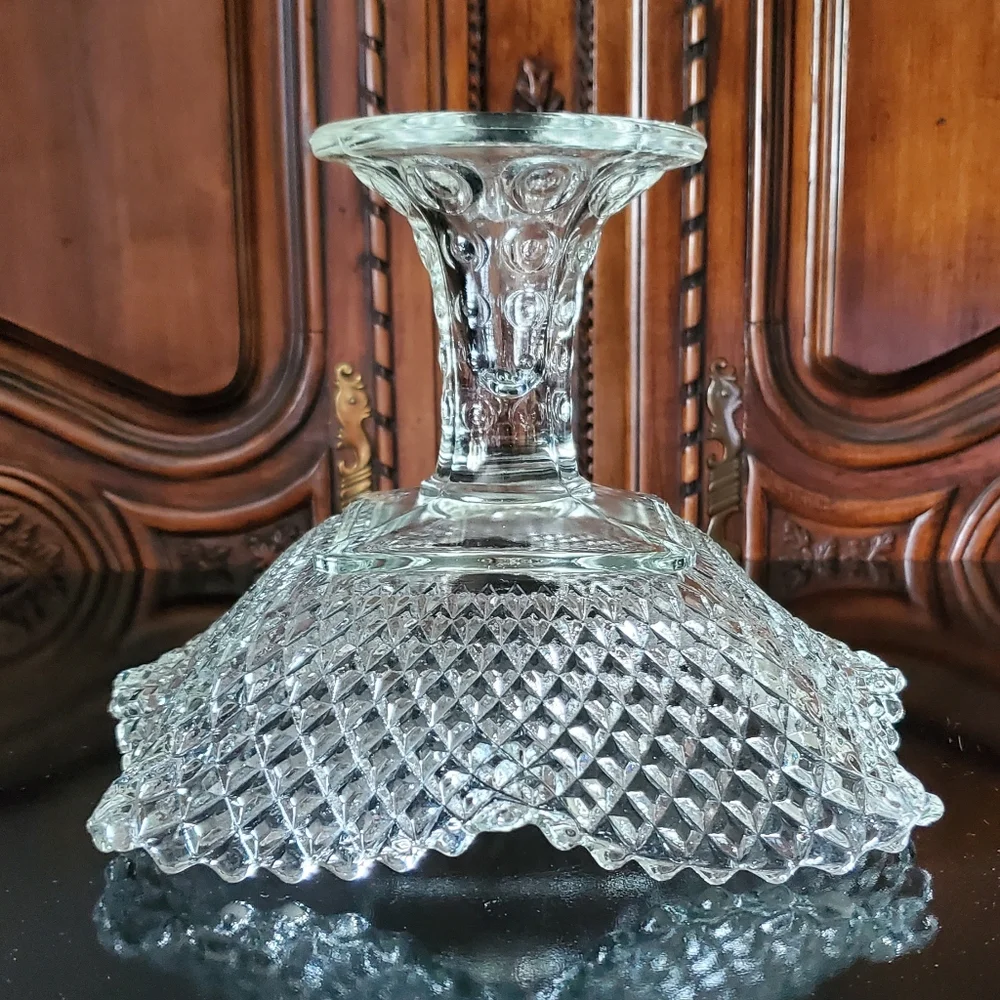 1950s L.E. Smith Diamond Point Ruffle Edged Compote - Picture 11 of 16